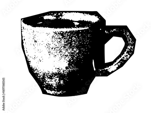 Vector of a ceramic coffee cup with a handle.