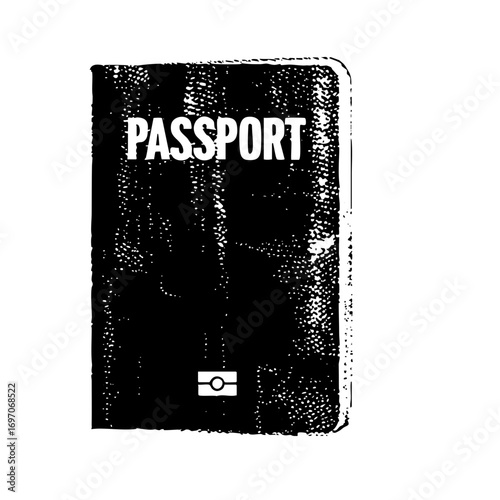 Vector Black travel passport with prominent white typography.