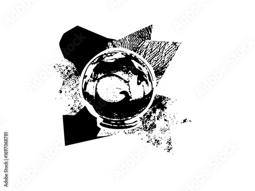 Vector Mystic crystal ball with swirling smoke.