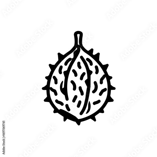 Drawing of spiky fruit illustration vector graphic design element for food and nature related concepts and designs