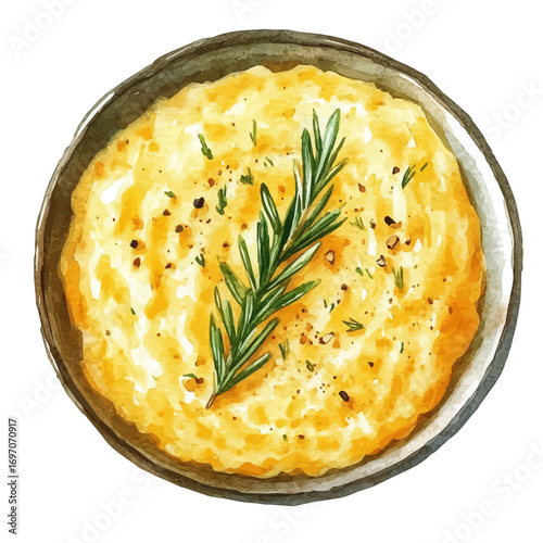 Risotto, watercolor illustration vector, isolated on a white background.