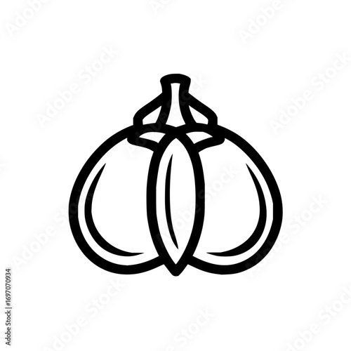 Garlic bulb vector icon illustration, healthy food ingredient outline drawing for culinary and health uses