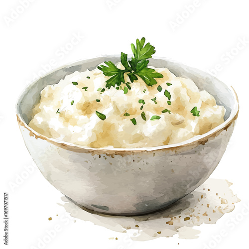 Risotto, watercolor clipart vector, isolated on a white background.