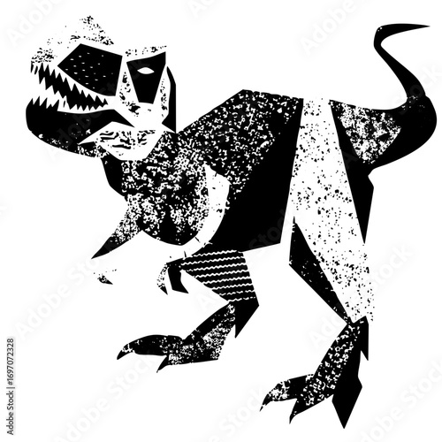Vector Bold dinosaur features a textured stylized Tyrannosaurus .
