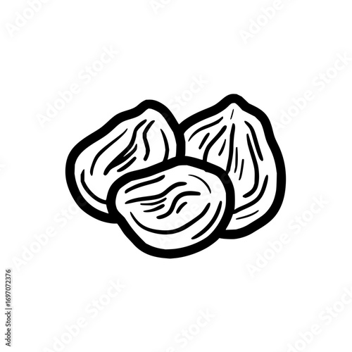 Delicious dried fruit raisins vector graphic illustration healthy snack food ingredient for baking and cooking use