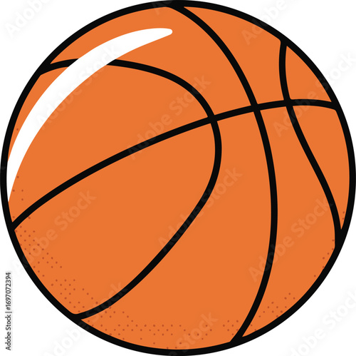 Vector illustration of an orange basketball in cartoon style