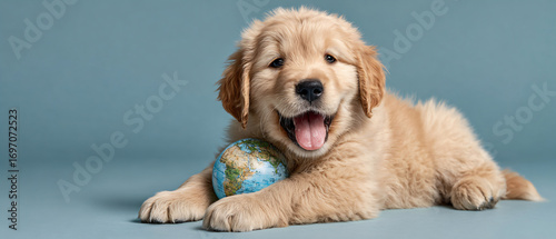 Eco Puppy with Mini Globe — Earth Day Vet or Pet Store Banner