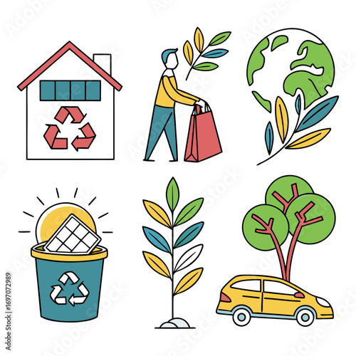 Ecofriendly icons for sustainability and green living