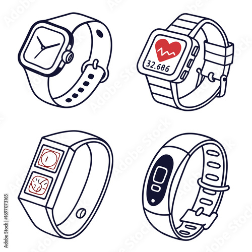 Collection of smartwatches and fitness trackers