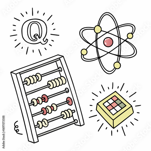 Set of icons for math, science, and learning