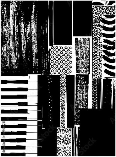 Vector Abstract geometric featuring piano keys and organic textures.