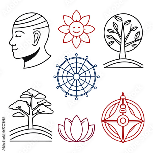 Collection of spiritual and nature symbols