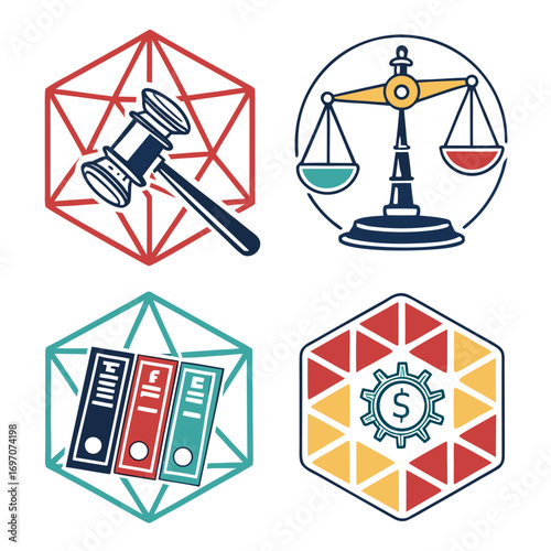 Collection of legal and business icons