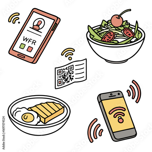 Mobile ordering and food delivery with qr code