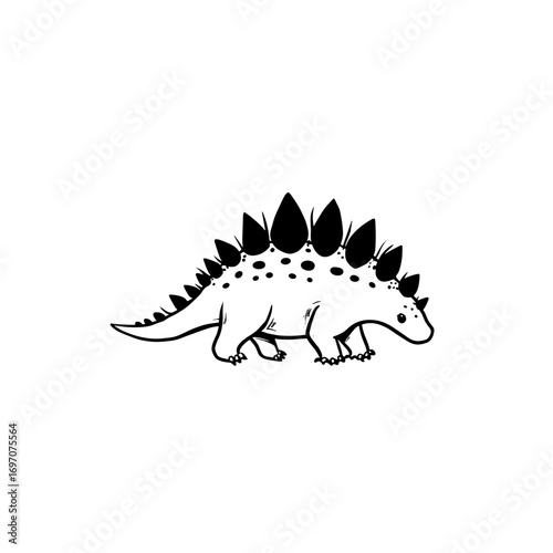 Ankylosaurus. Ankylosaurus simple black and white line art vector logo