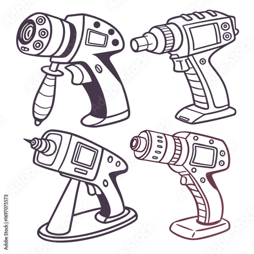 Set of futuristic laser gun icons
