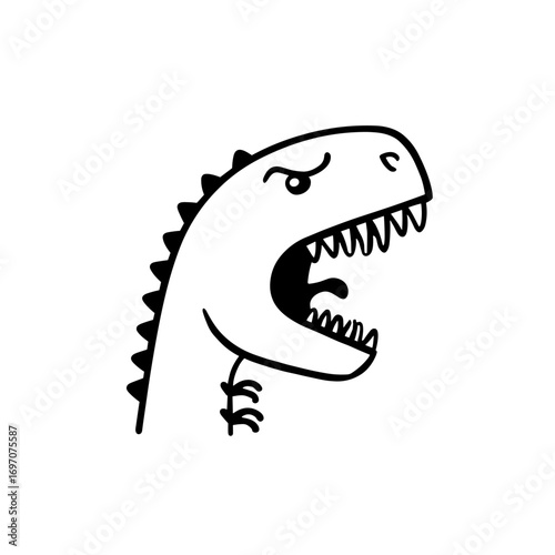 Albertosaurus. Albertosaurus simple black and white line art vector logo
