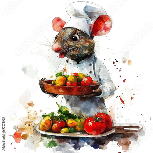 Ratatouille, watercolor drawing vector, isolated on a white background.