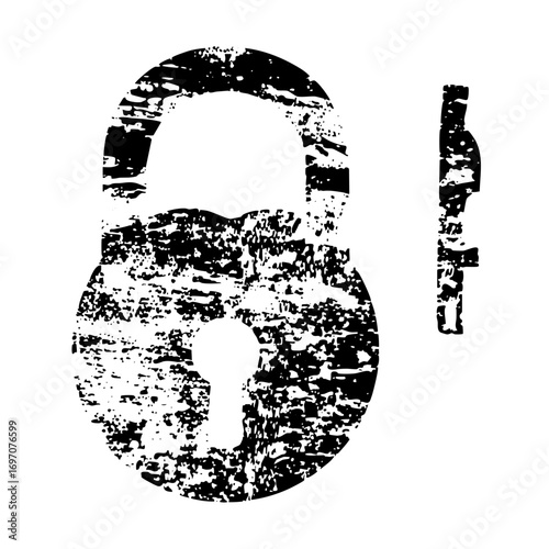 Vector Distressed padlock with keyhole .