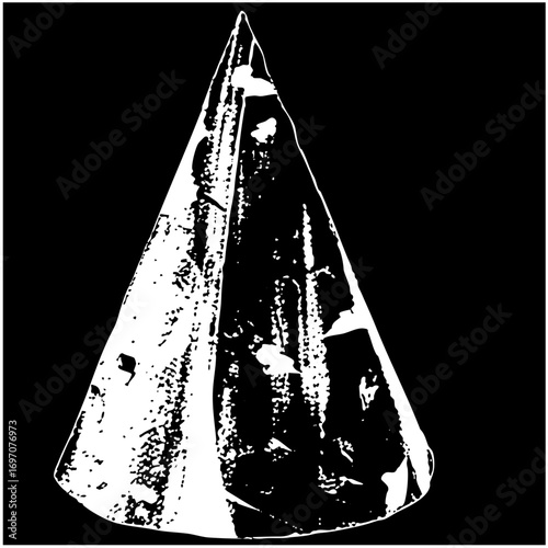 Vector Abstract conical shape with textured details.