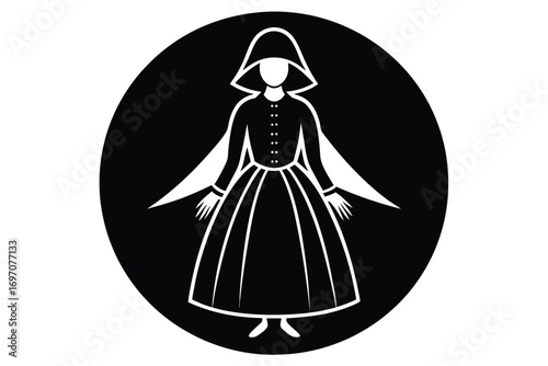 pilgrim woman silhouette vector art design
