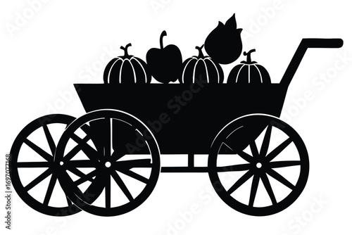pumpkin cart silhouette vector art design