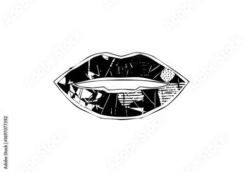 Vector Abstract lips with fragmented