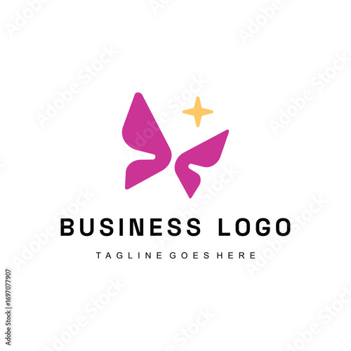 Vector logo featuring a minimalist butterfly paired with a star, clean and modern style