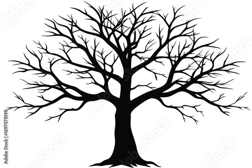 bare tree silhouette vector art design