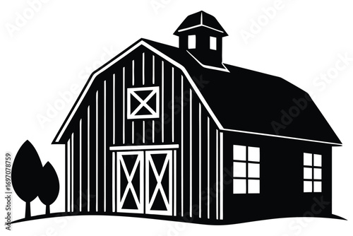 farm barn silhouette vector art design
