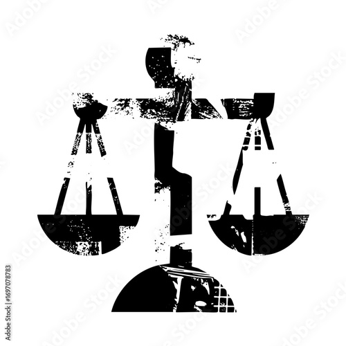 Vector Black scales of justice represents legal balance.