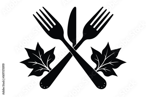 fork and knife silhouette vector art design