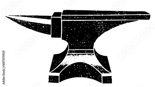 Vector Black silhouette of a traditional blacksmith anvil with horn.