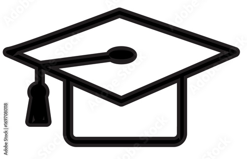Minimalist Line Art Graduation Cap Academic Success Education Icon