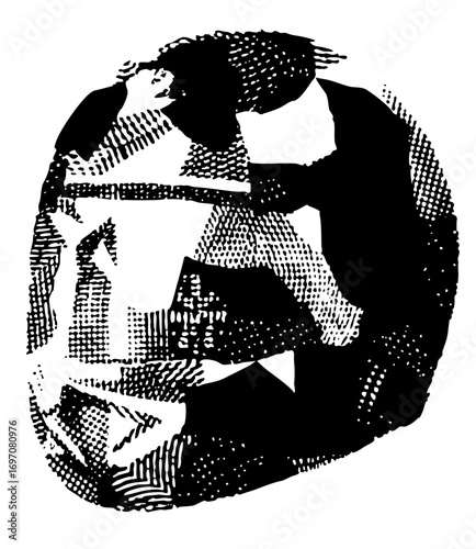 Vector Intertwined figures create a dual portrait of faces in profile.
