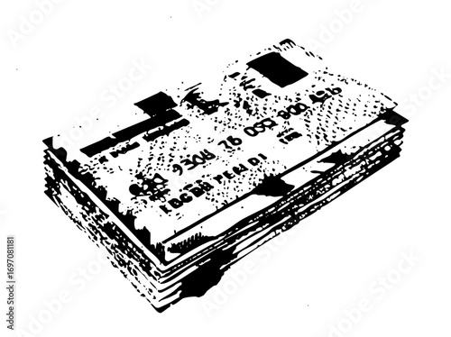 Vector Stacked currency bundle with a rubber band.