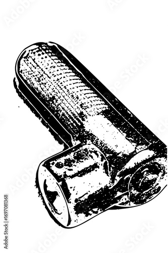 Vector Rustic wooden pipe fitting with textured grain.