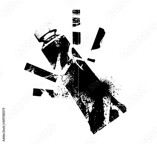 Vector Abstract shattered bottle with dynamic spray effect.