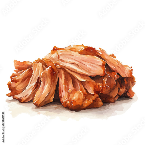 watercolor of Pulled Pork, vector, isolated on a white background.