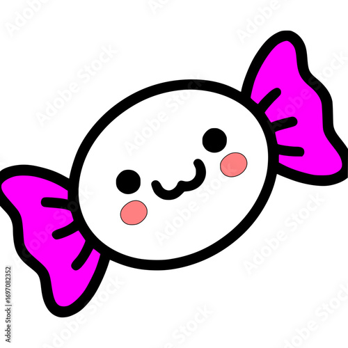 Adorable smiling candy with pink wrappers, perfect for sweet treats and playful designs, originally vector