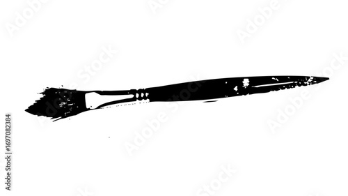 Vector Black silhouette of a stylized fish with a large tail fin.