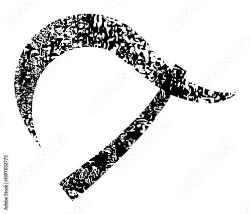 Vector Stylized sickle with a textured distressed effect.