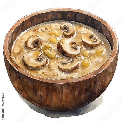 Porridge, watercolor vector, isolated on a white background.