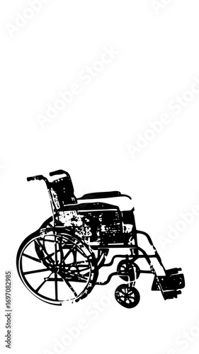 Vector Black vector of a manual wheelchair with large wheels.