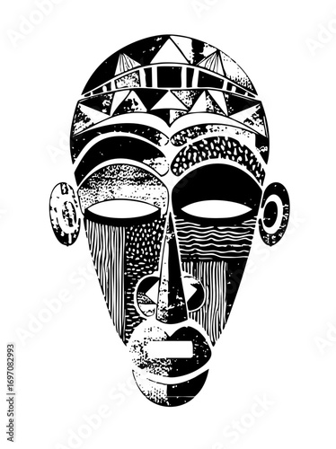 Vector Intricate African mask with geometric .