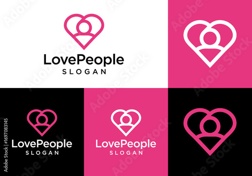 love logo design with people icon