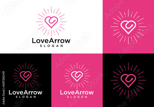 love logo design with people icon and light spark