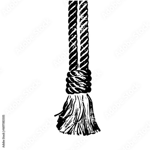 Vector Detailed of a twisted rope with a knotted end.