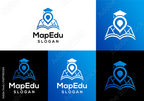 map logo design with toga hat and location pin