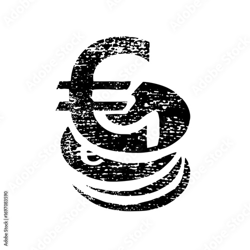 Vector Abstract swirling emblem featuring a stylized currency symbol.